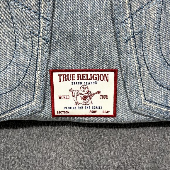 TRUE RELIGION Denim Pocket Horseshoe Logo Shoulder Crossbody Bag Light Blue - Picture 5 of 14